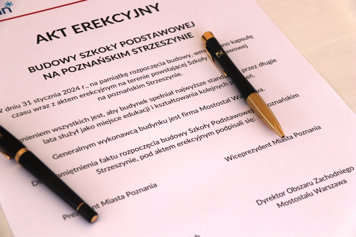 Podpisano akt erekcyjny pod budowę Szkoły Podstawowej w Poznaniu