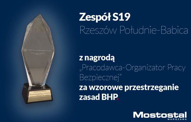 Zespół S19 Rzeszów Południe-Babica nagrodzony za wzorowe przestrzeganie zasad BHP