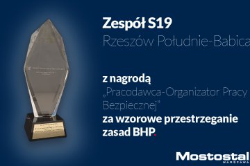 Zespół S19 Rzeszów Południe-Babica nagrodzony za wzorowe przestrzeganie zasad BHP