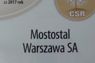 Mostostal Warszawa awarded with a White CSR Leaf of 