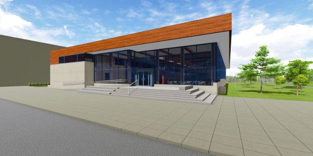 Indoor swimming pool with connector building in Bydgoszcz