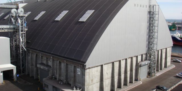 The four-chamber granary with a capacity of 60,000 tonnes in the Gdynia Port