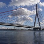 The Third Millennium John Paul II Bridge across Martwa Wisła River in Gdańsk
