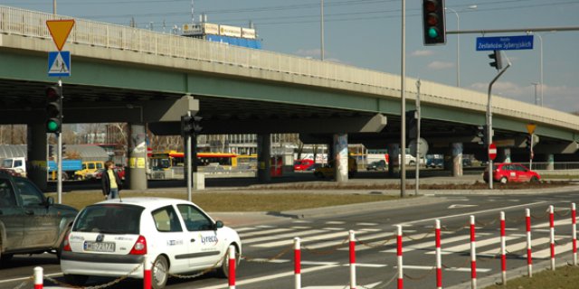 Road viaduct over Zesłańców Syberyjskich Roundabout in Warsaw